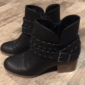 Black zip booties with buckle / size 10